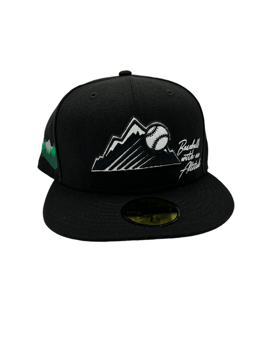 New Era Fitted Hat Colorado Rockies New Era Custom 59Fifty Black UV Logos Patch Fitted Hat