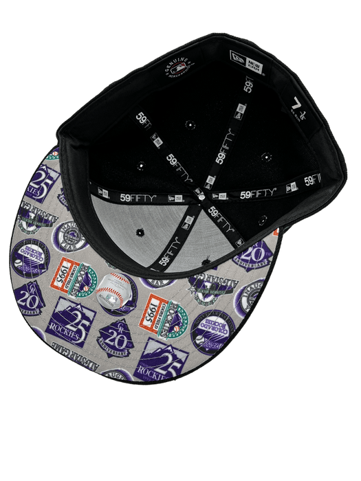 Colorado Rockies New Era Custom 59Fifty Black UV Logos Patch Fitted Hat