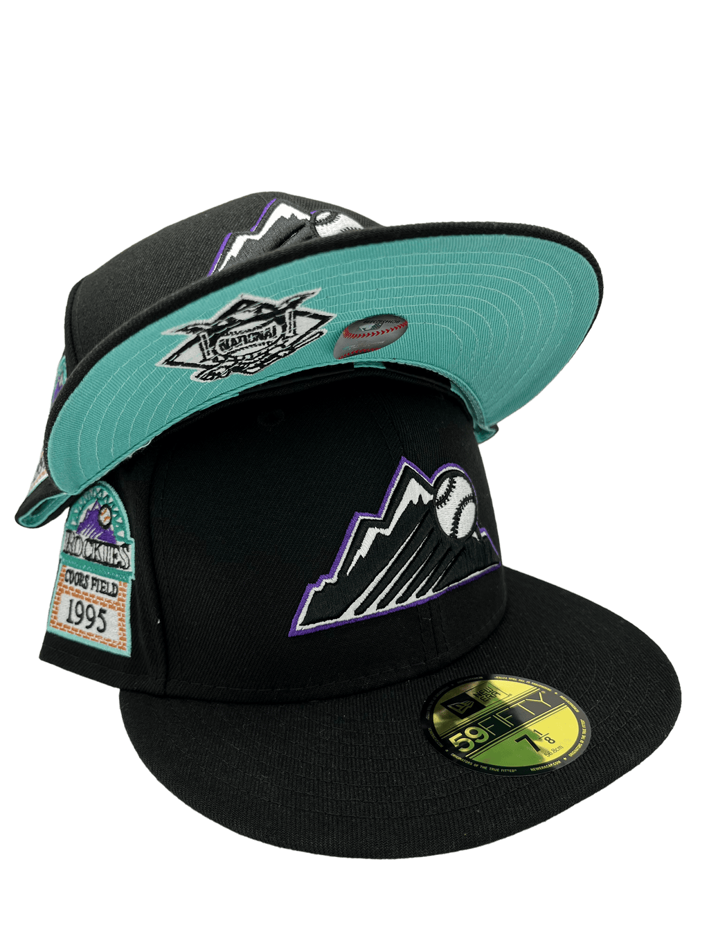 Colorado Rockies New Era Custom Black Mesh Ninties Side Patch 59FIFTY Fitted Hat, 7 1/2 / Black