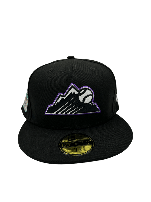 New Era Fitted Hat Colorado Rockies New Era Custom 59Fifty Black Visor Patch Fitted Hat