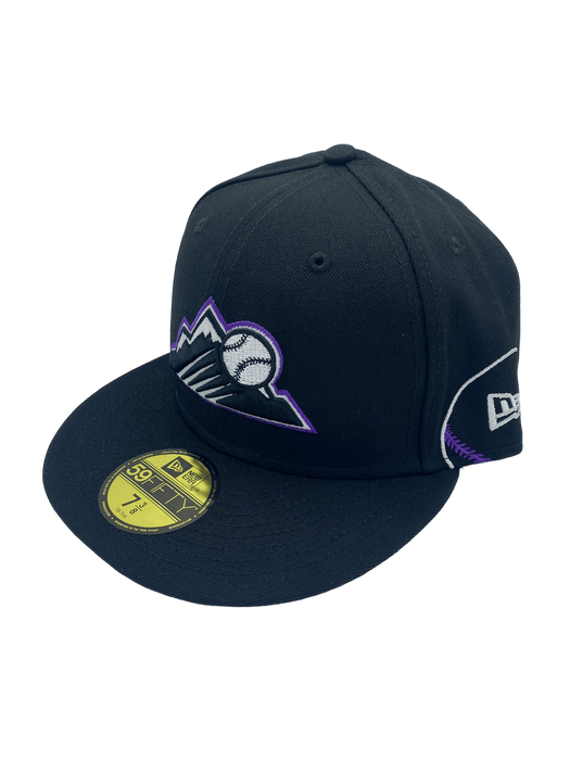 New Era Fitted Hat Colorado Rockies New Era Custom Black Patches All Over 59FIFTY Fitted Hat