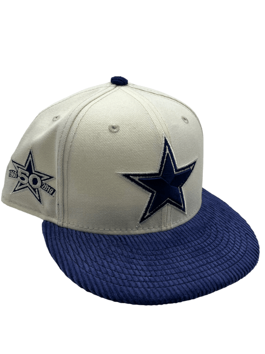 Dallas Cowboys New Era Custom Corduroy Brim Cream 59FIFTY Fitted Hat, 7 3/4 / Cream