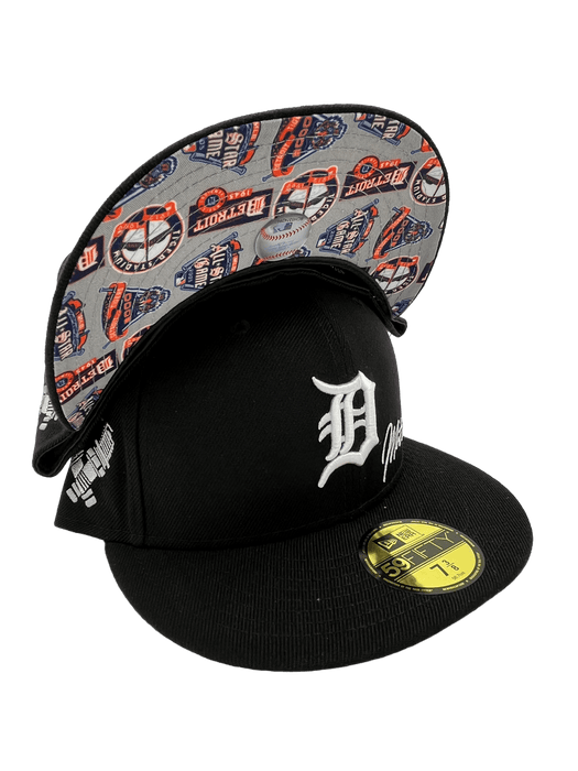 Detroit Tigers New Era Custom 59FIFTY Black UV Logos Patch Fitted Hat, 7 3/8 / Black