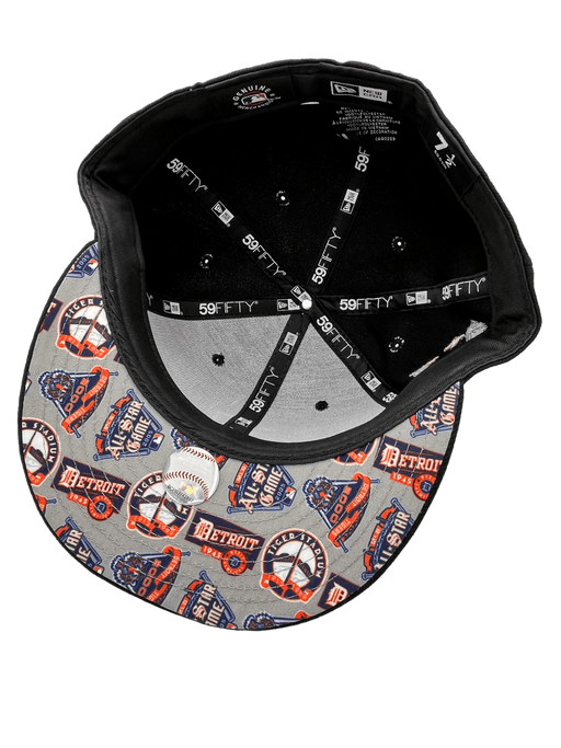 New Era Fitted Hat Detroit Tigers New Era Custom 59Fifty Black UV Logos Patch Fitted Hat