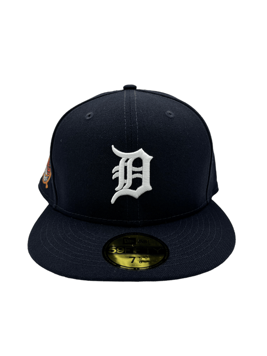 New Era Fitted Hat Detroit Tigers New Era Custom 59Fifty Navy Visor Patch Fitted Hat