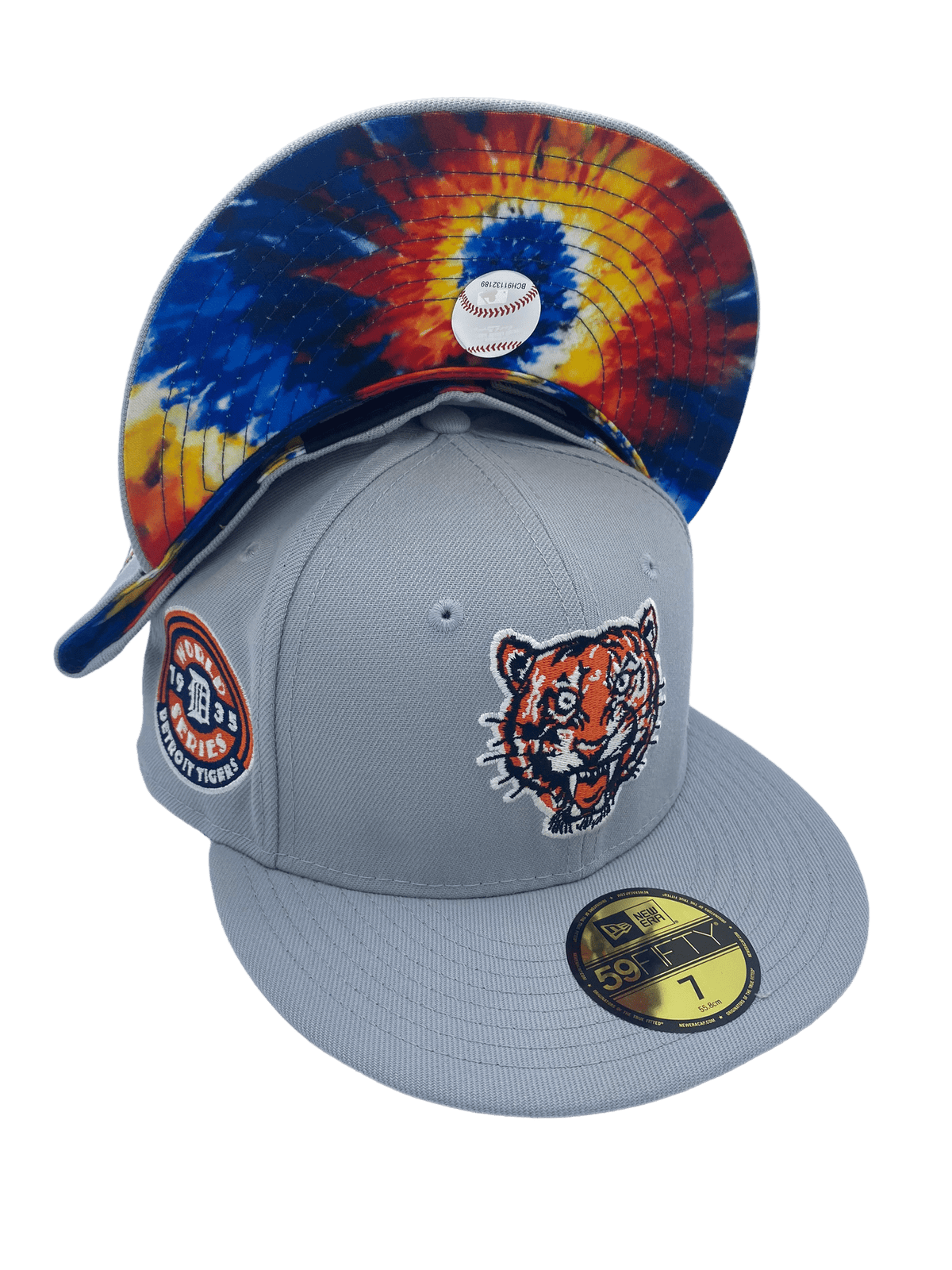 Detroit Tigers New Era Custom Gray/Tie Dye Side Patch 59FIFTY Fitted Hat, 7 3/4 / Gray