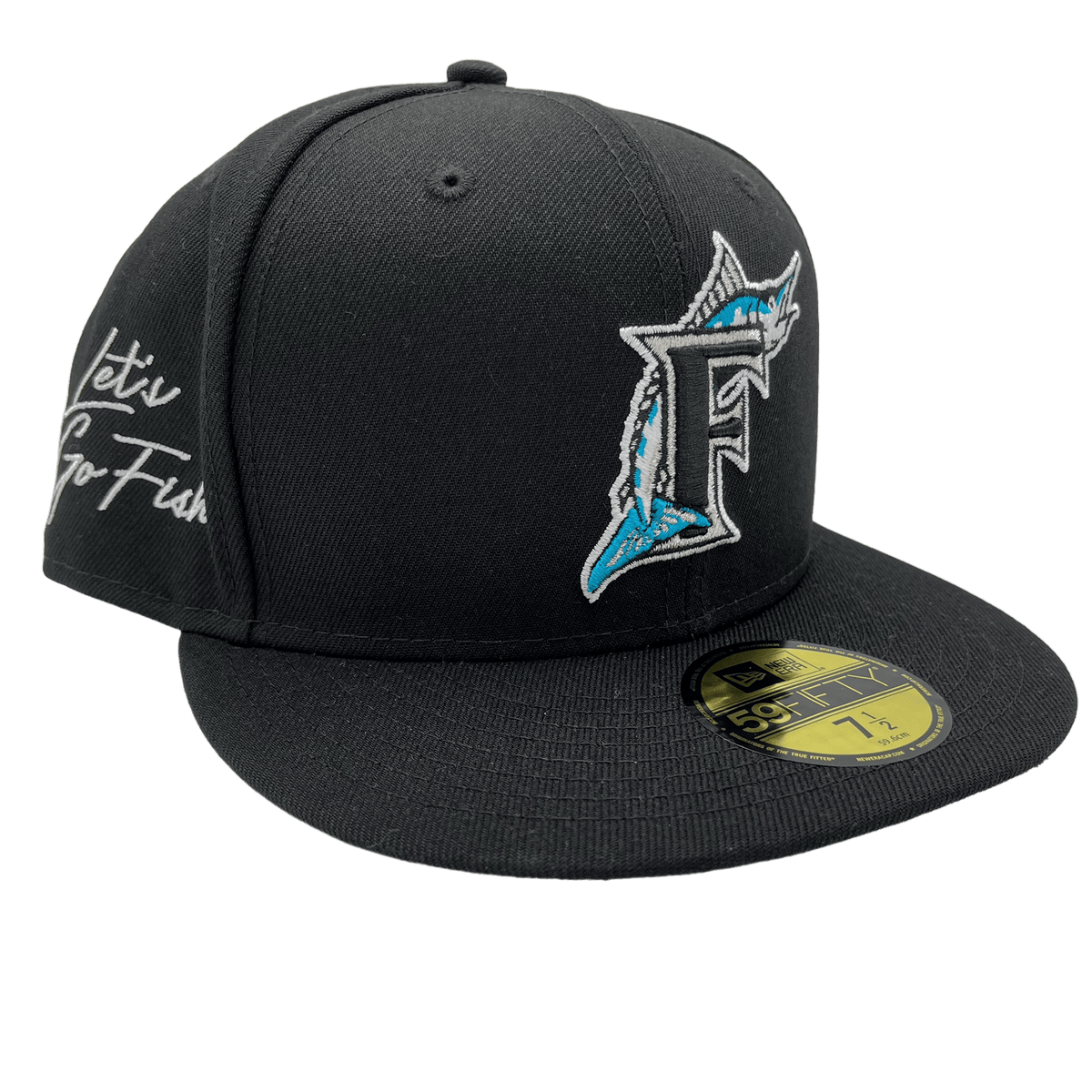 Black Florida Marlins City Patch Gray Bottom New Era 59FIFTY Fitted 7 3/4