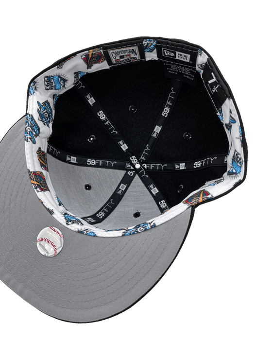 New Era Fitted Hat Florida Marlins New Era Custom 59Fifty Black Logo Sweatband Fitted Hat