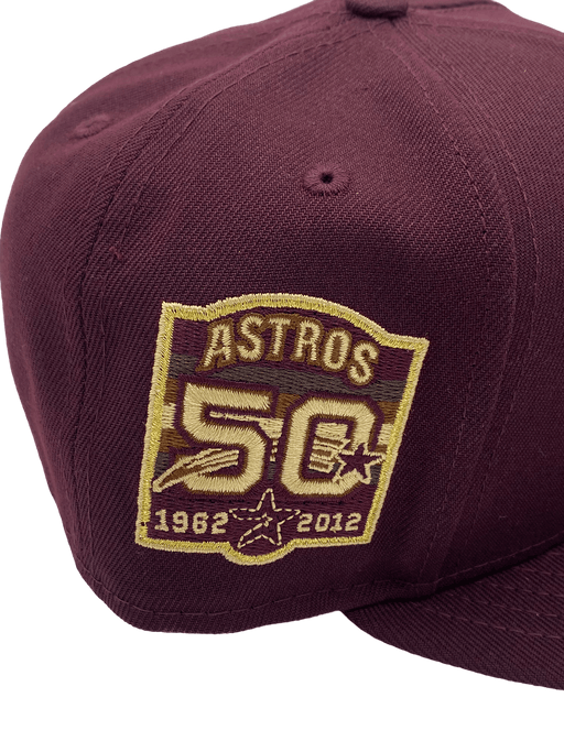 Houston Astros Maroon 50th Custom New Era Fitted Hat Shock Drop