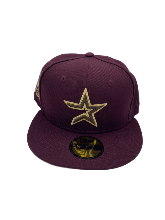 New Era Fitted Hat Houston Astros New Era Custom Maroon 50th Side Patch 59FIFTY Fitted Hat
