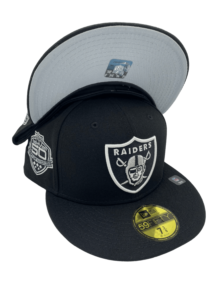 Las Vegas Raiders New Era Black & White 59FIFTY Fitted Hat - Black 7