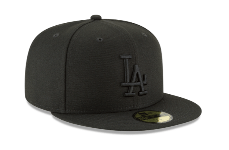 New Era Fitted Hat Los Angeles Dodgers New Era Black on Black Collection 59FIFTY Fitted Hat