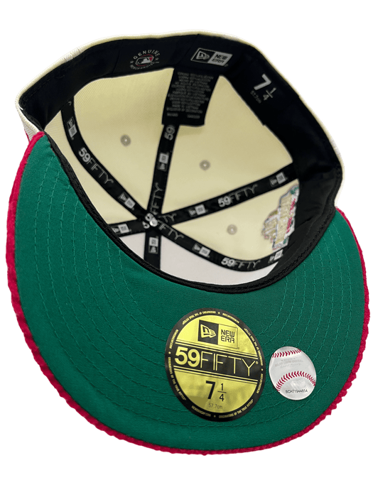 New Era Fitted Hat Los Angeles Dodgers New Era Custom Corduroy Brim Cream 59FIFTY Fitted Hat