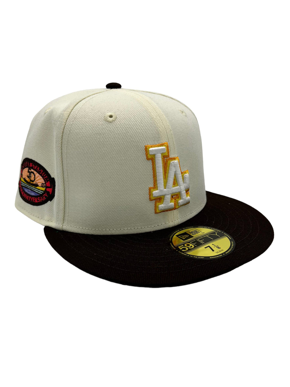 Los Angeles Dodgers New Era Cream Landmark Custom Side Patch 59FIFTY Fitted Hat, 8 / Cream