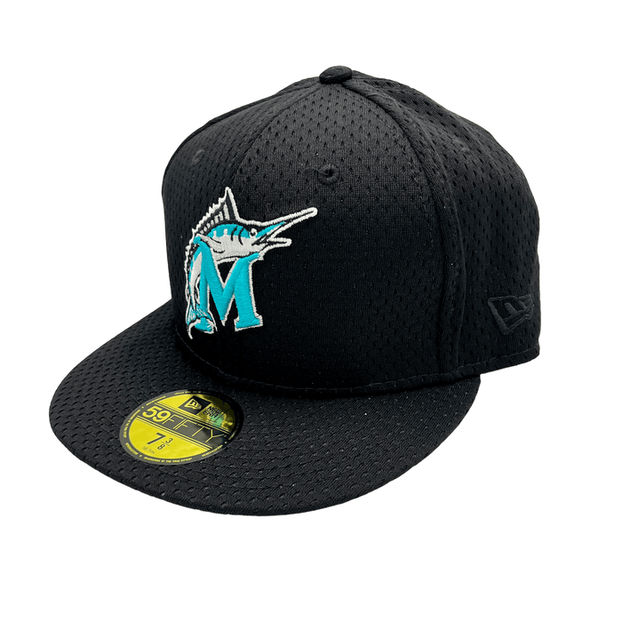 Miami Marlins New Era Custom Black Mesh Ninties Side Patch 59FIFTY Fitted Hat