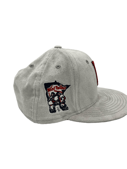 New Era Fitted Hat Minnesota Twins New Era Custom 59Fifty Gray Metallic Suede Patch Fitted Hat