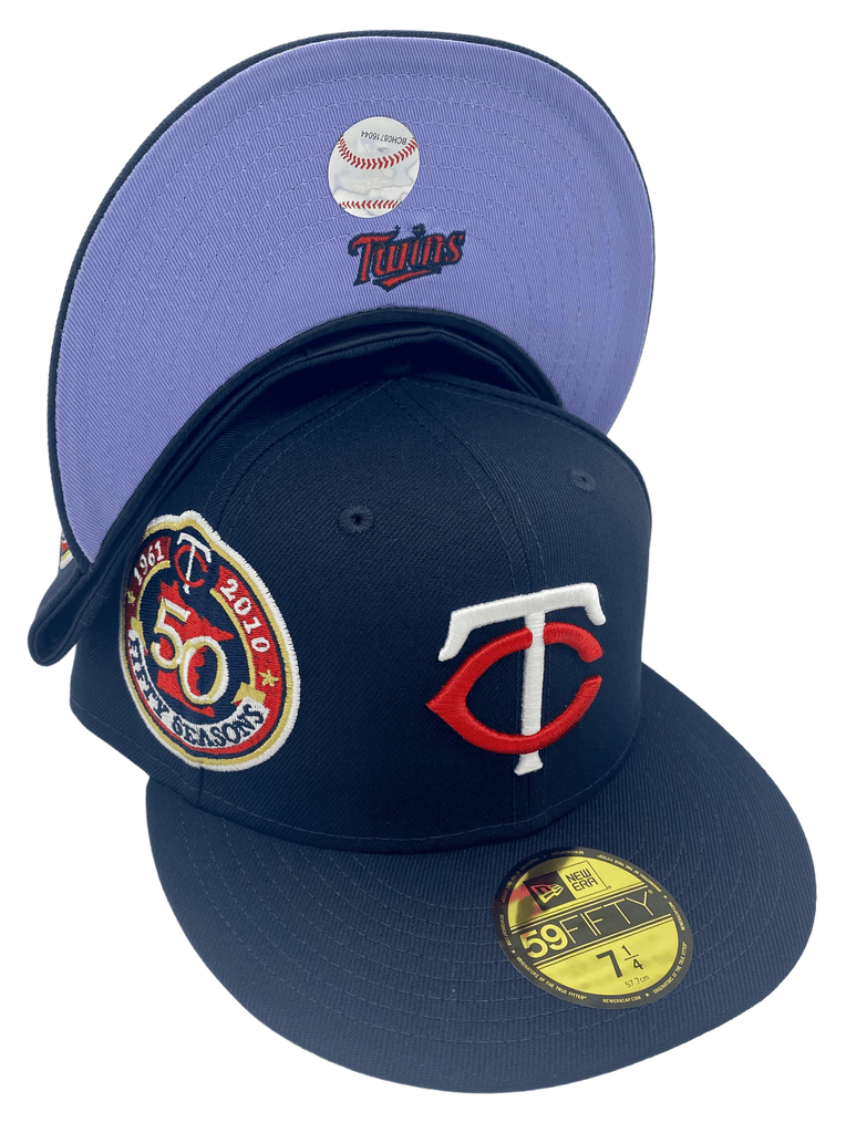 Minnesota Twins New Era White Pinstripe Custom Side Patch 59FIFTY Fitted Hat, 7 7/8 / White