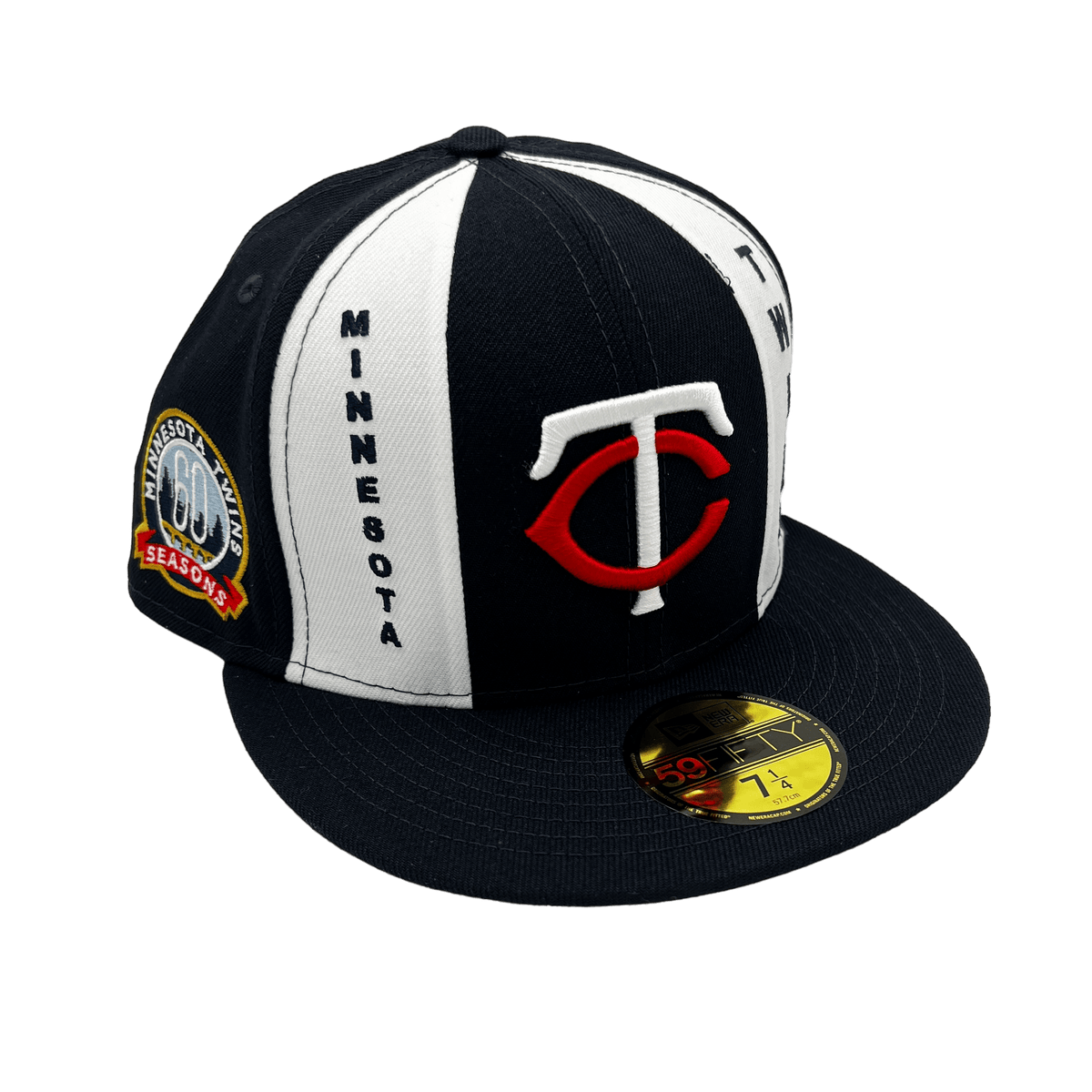 Minnesota Twins New Era Custom Embroidered Side Patch 59FIFTY Fitted Hat, 7 / Navy