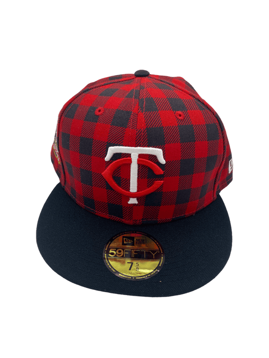 Minnesota Twins New Era Plaid Top Custom Side Patch 59FIFTY Fitted Hat