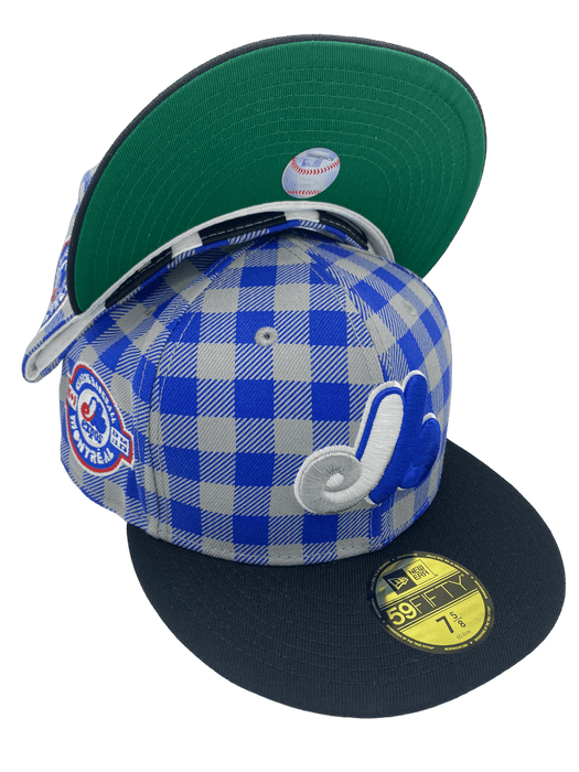 Montreal Expos New Era Plaid Top Custom Side Patch 59FIFTY Fitted Hat