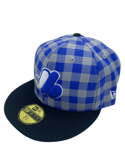 Montreal Expos New Era Plaid Top Custom Side Patch 59FIFTY Fitted Hat