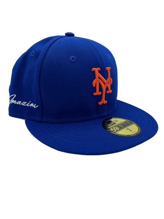 New Era Fitted Hat New York Mets New Era Custom 59Fifty Blue Logo Sweatband Fitted Hat