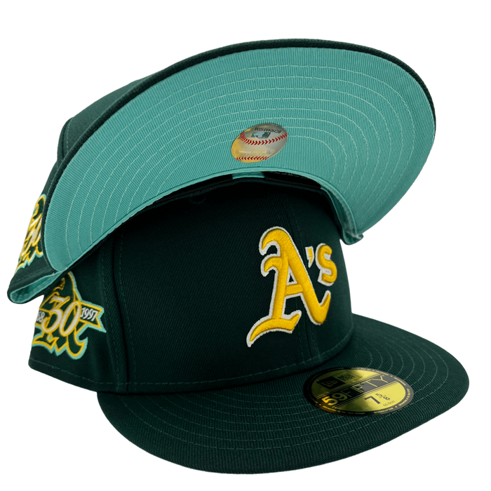Men's New Era White/Green Oakland Athletics State 59FIFTY Fitted Hat