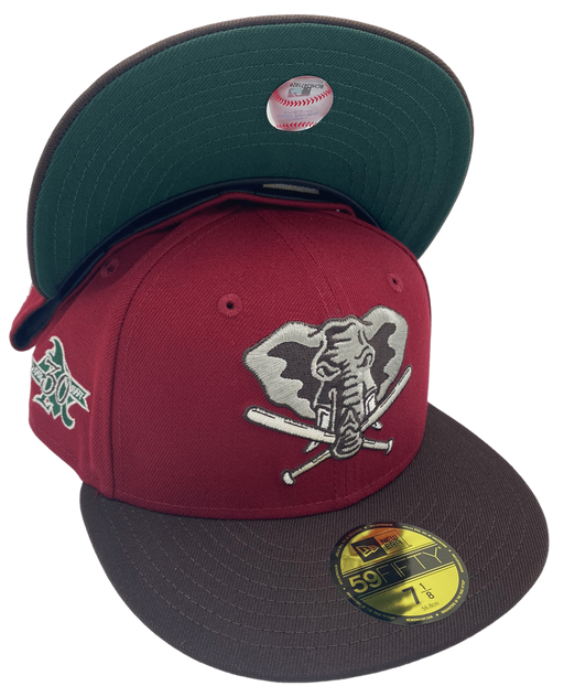New Era Fitted Hat Oakland Athletics New Era Red/Brown Custom Side Patch 59FIFTY Fitted Hat