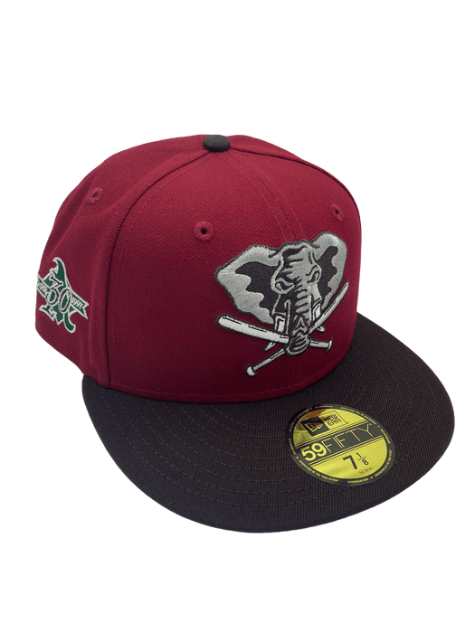 New Era Fitted Hat Oakland Athletics New Era Red/Brown Custom Side Patch 59FIFTY Fitted Hat