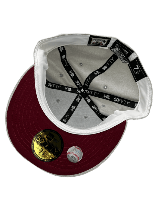 New Era Fitted Hat Philadelphia Phillies New Era Custom 59Fifty Gray Metallic Suede Patch Fitted Hat