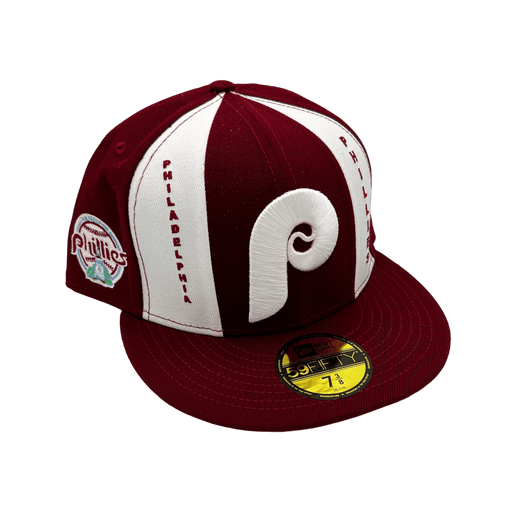 New Era Fitted Hat Philadelphia Phillies New Era Custom Burgundy Pinwheel Side Patch 59FIFTY Fitted Hat