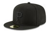 New Era Fitted Hat Pittsburgh Pirates New Era Black on Black Collection 59FIFTY Fitted Hat