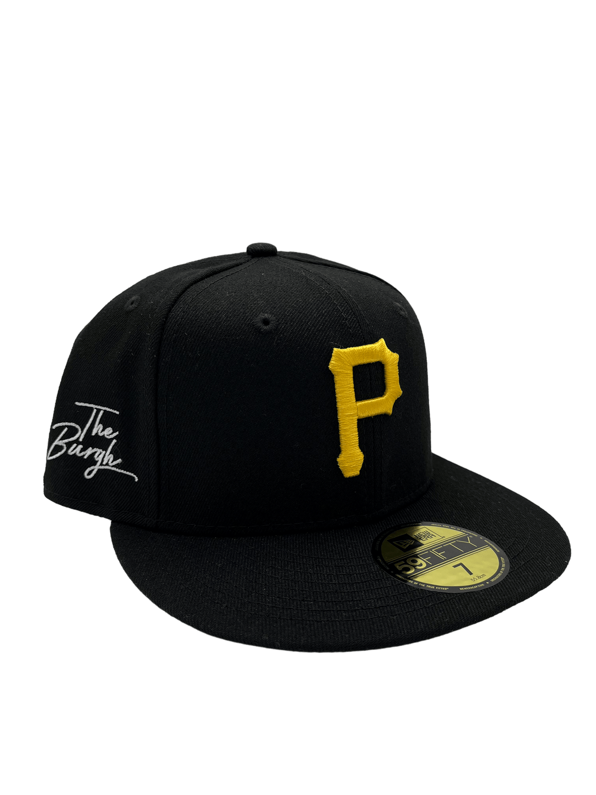 Pittsburgh Pirates New Era Custom 59FIFTY Black Logo Sweatband Fitted Hat, 7 3/4 / Black