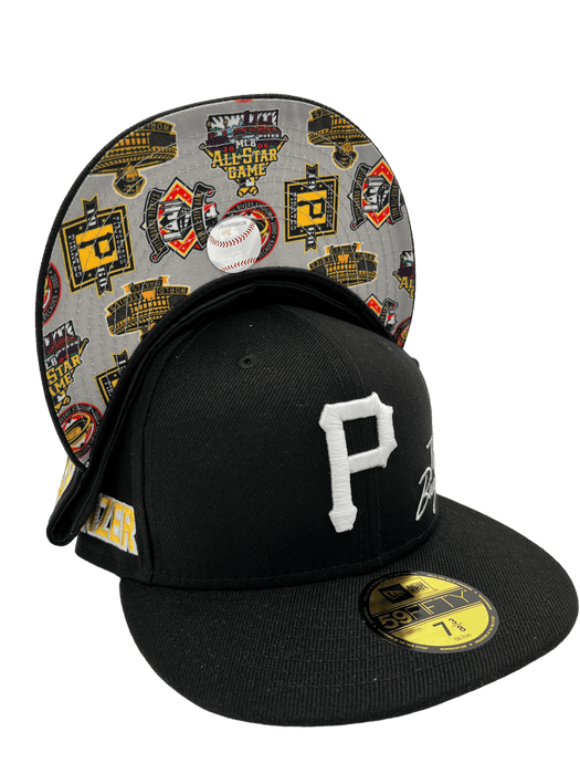Pittsburgh Pirates New Era Custom 59Fifty Black UV Logos Patch Fitted Hat