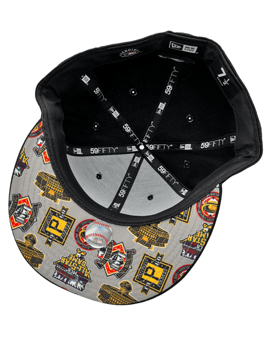New Era Fitted Hat Pittsburgh Pirates New Era Custom 59Fifty Black UV Logos Patch Fitted Hat
