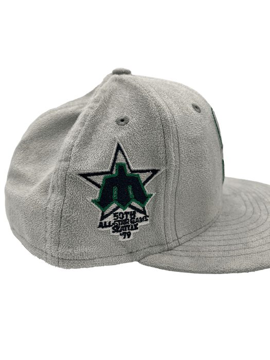 New Era Fitted Hat Seattle Mariners New Era Custom 59Fifty Gray Metallic Suede Patch Fitted Hat