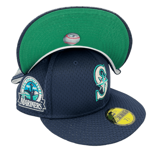 Seattle Mariners Navy Trident Logo Side Patch Black UV 59FIFTY Fitted Hat