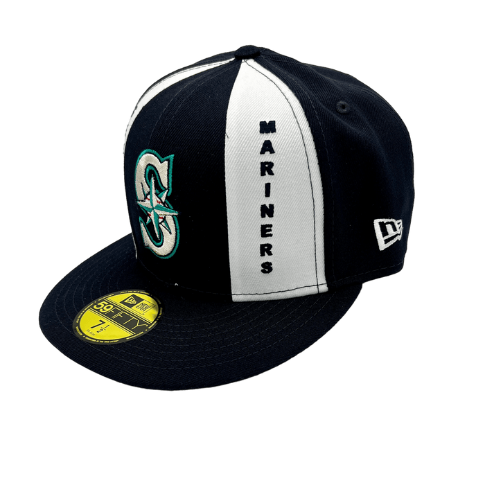New Era Fitted Hat Seattle Mariners New Era Custom Navy Pinwheel Side Patch 59FIFTY Fitted Hat