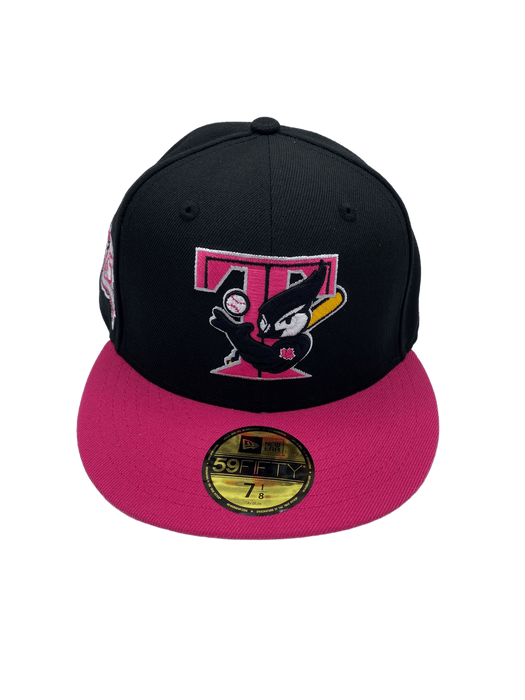 New Era Fitted Hat Toronto Blue Jays New Era Black Hitman Hart Custom Side Patch 59FIFTY Fitted Hat