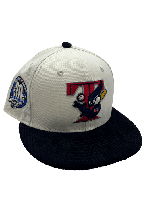 New Era Fitted Hat Toronto Blue Jays New Era Custom Corduroy Brim Cream 59FIFTY Fitted Hat