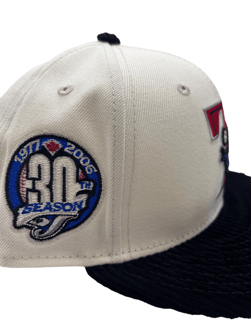 New Era Fitted Hat Toronto Blue Jays New Era Custom Corduroy Brim Cream 59FIFTY Fitted Hat