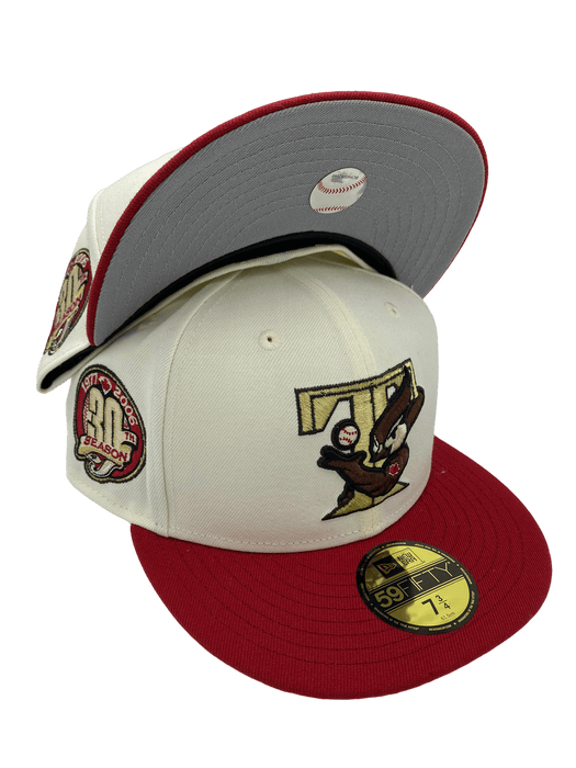 New Era Fitted Hat Toronto Blue Jays New Era Custom Cream Chocolate Velvet Side Patch 59FIFTY Fitted Hat