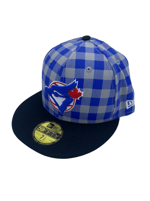 New Era Fitted Hat Toronto Blue Jays New Era Plaid Top Custom Side Patch 59FIFTY Fitted Hat
