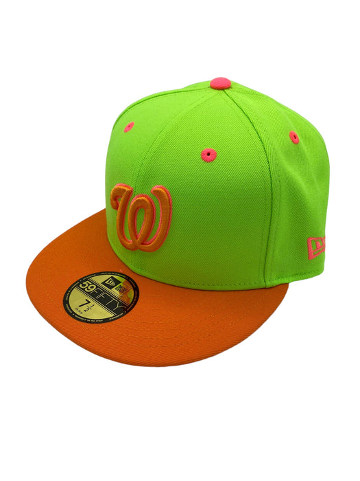 Washington Nationals New Era Neon Green UW Custom Side Patch 59FIFTY Fitted Hat