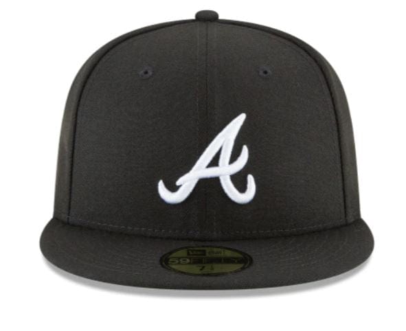 New Era Hats Atlanta Braves New Era Black and White Collection 59FIFTY Fitted Hat