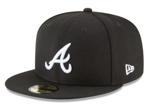New Era Hats Atlanta Braves New Era Black and White Collection 59FIFTY Fitted Hat