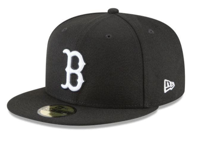 New Era Hats Boston Red Sox New Era Black and White Collection 59FIFTY Fitted Hat
