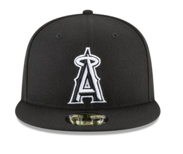 New Era Hats Los Angeles Angels New Era Black and White Collection 59FIFTY Fitted Hat