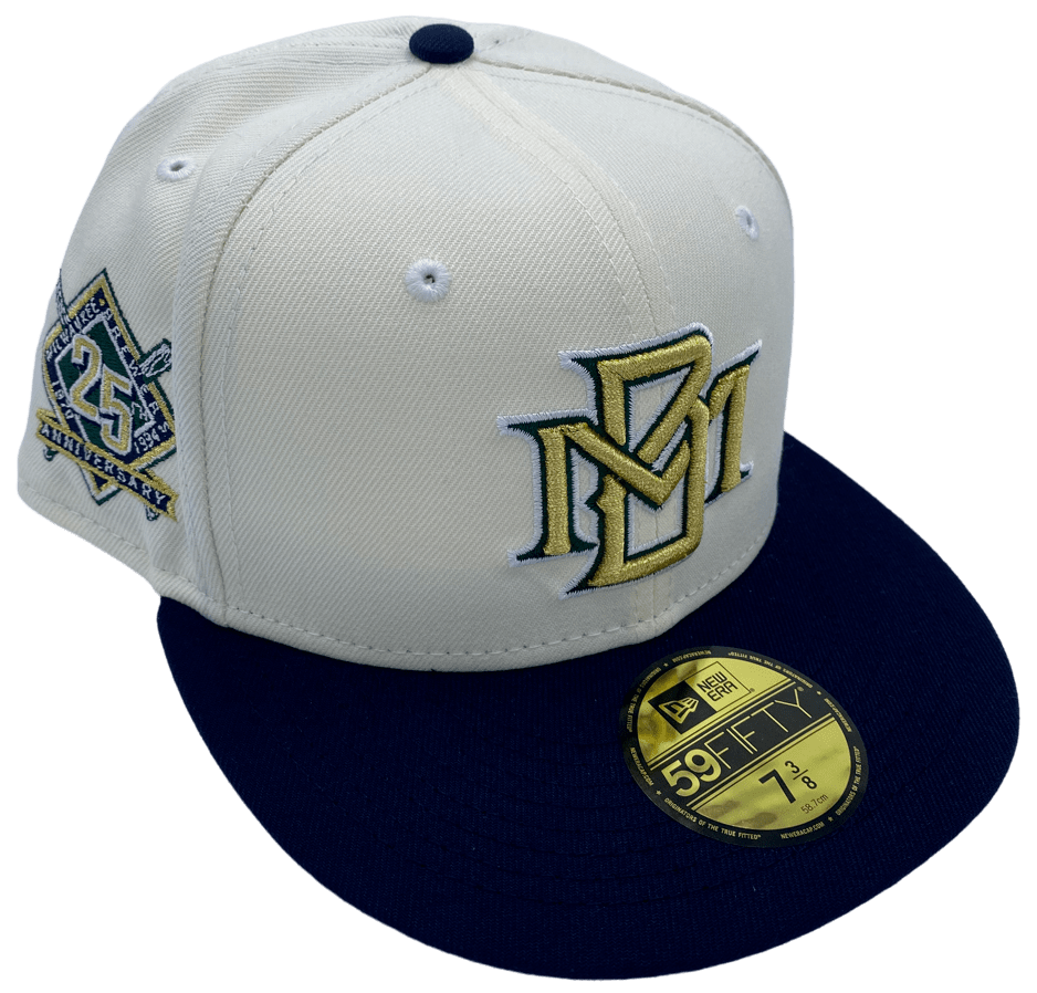Milwaukee Brewers MLB BASEBALL NEW ERA 59FIFTY Blue Size 7 3/8 Fitted Cap  Hat!