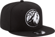 New Era Hats One Size / Black Minnesota Timberwolves New Era Black & White Logo 9FIFTY Adjustable Snapback Hat - Black